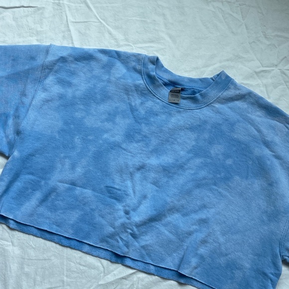 Blue Tie Dye Cropped Sweatshirt - Picture 3 of 3